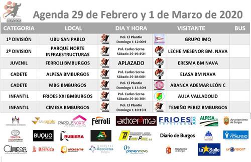 Agenda de partidos 29 de febrero y 1 de marzo