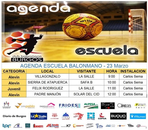 Agenda liga escolar 23 de Marzo