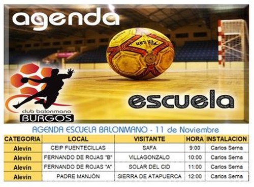 Agenda escuela balonmano 11 de noviembre