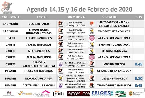 Agenda de partidos del 14 al 16 de Febrero