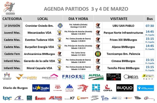 Agenda de partidos del fin de semana 3 y 4 de marzo