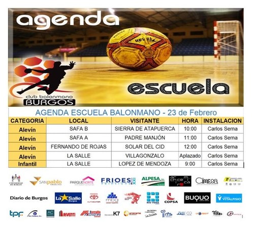 Agenda liga escolar sábado 23 de febrero