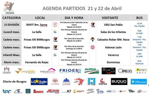 Agenda de partidos del 21 y 22 de abril