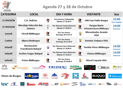 Agenda de fin de semana 27 y 28 de Octubre